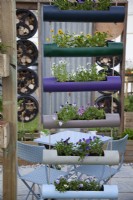 Suspended recycled tubing for growing edible plants in the 'Taste the Incredible Edibles' at BBC Gardener's World Live 2017