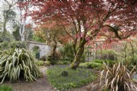 The flower garden at Enys Garden in Cornwall in early May