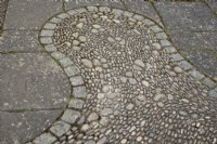 Pebble mosaic in the Courtyard Garden at Barnsdale Gardens, April