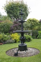 Black Fountain in Garden open for Charity, Four Oaks, June