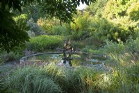 View of the circular pond in the Dragon Garden