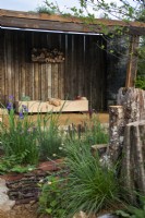 Tree stumps as wildlife habitat - The Wildlife Trusts: Wilder Spaces show garden - RHS Malvern Spring Festival 2023 - Designer Jamie Langlands - Best in Show