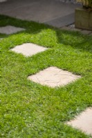 Stepping stones in lawn