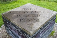 Inscription in stone mounted on Slates in the House Field called 