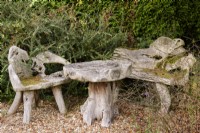 Rustic table and seats at Terstan in September
