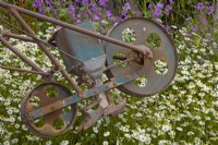 Vintage seed drill once used in a commercial garden nursery