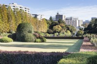 View over the formal garden to the city