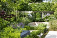 Sunken areas in contemporary garden 