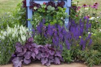 Purple themed planting in 'Bee Inspired' - Beautiful Borders at BBC Gardener's World Live 2018, June