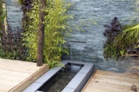 A contemporary water feature in 'Harborne Botanics garden', BBC Gardeners World Live 2019, June 
