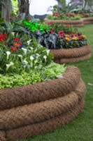 Rope used to create raised circular beds, June