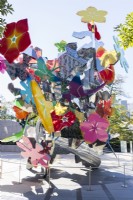 Sculpture of flower forms in the Flower Plaza