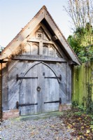 An oak lych gate at Wild Thyme Cottage