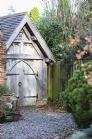 An oak 'lych gate' at Wild Thyme Cottage