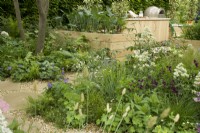 RHS Chelsea Flower Show 2023 - Borders and raised bed in the London Square Community Garden designed by James Smith
