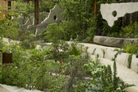 RHS Chelsea Flower Show 2023 - Flower bed in the Samaritans' Listening Garden designed by Darren Hawkes