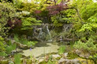 RHS Chelsea Flower Show 2023 Waterfall in The Biophilic Garden Otsu Hanare designed by Kazuyuki Ishihara Gold