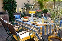 Mediterranean seating with set table 