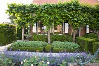 Front garden with linden trees 