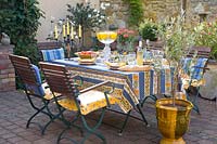 Mediterranean seating with set table 