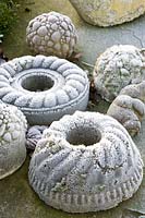 Concrete cake molds in frost 