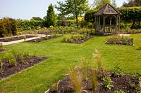 Freshly planted perennial beds 