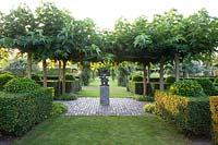 Formal garden with hedges and mulberry trees 