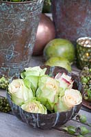 Roses in copper bowl, Rosa Equador 