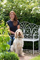 Garden owner, Carol Bruce with dog Hector 