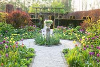 Formal Garden,Taxus, Tulipa Queen of Night,Tulipa Negrita,Tulipa Princess Irene,Narcissus WPMillner,Berberis thunbergii 