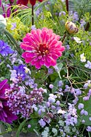 Bouquet from the garden, Verbena bonariensis, Zinnia elegans Art Deco, Dahlia Le Baron, Anethum graveolens, Consolida ajacis Imperial, Thalictrum 