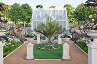 Formal garden with greenhouse 