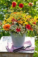 Bouquet from the garden, Rudbeckia, Dahlia, Helenium, Chasmanthium latifolium, Hypericum, Anethum graveolens 