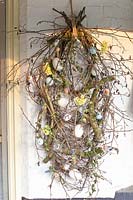 Door wreath made of branches 