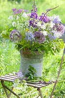 Bouquet with ornamental onion, prairie lilies, columbine, meadow rue, allium, camassia, aquilegia, thalictrum 
