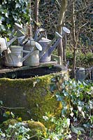 Watering cans at the fountain 