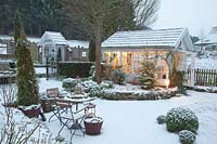 Garden house in winter 