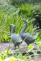 Bronze goose sculpture 