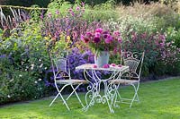 Seating area in the country house garden 