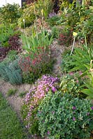 Sloping bed with cushion perennials 