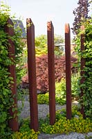 Fence made of Corten steel steles 