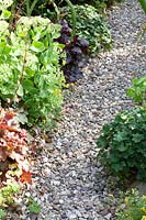 Gravel path made of flat pebbles 