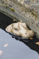 Floating Hippo in pool of the Fountain Court. April. Spring. 